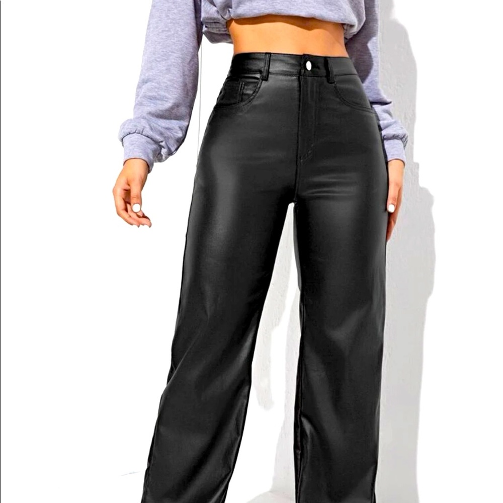 Fake black leather pants